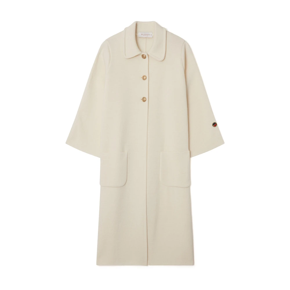 Busnel Klassieke Wollen Jas met Ankerknopen Beige Dames