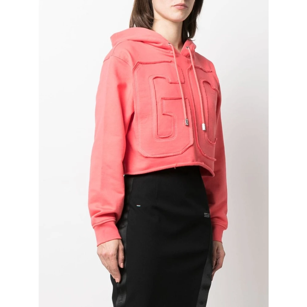 Gcds Stijlvolle Sweatshirt met Blootgestelde Schouders Pink Dames