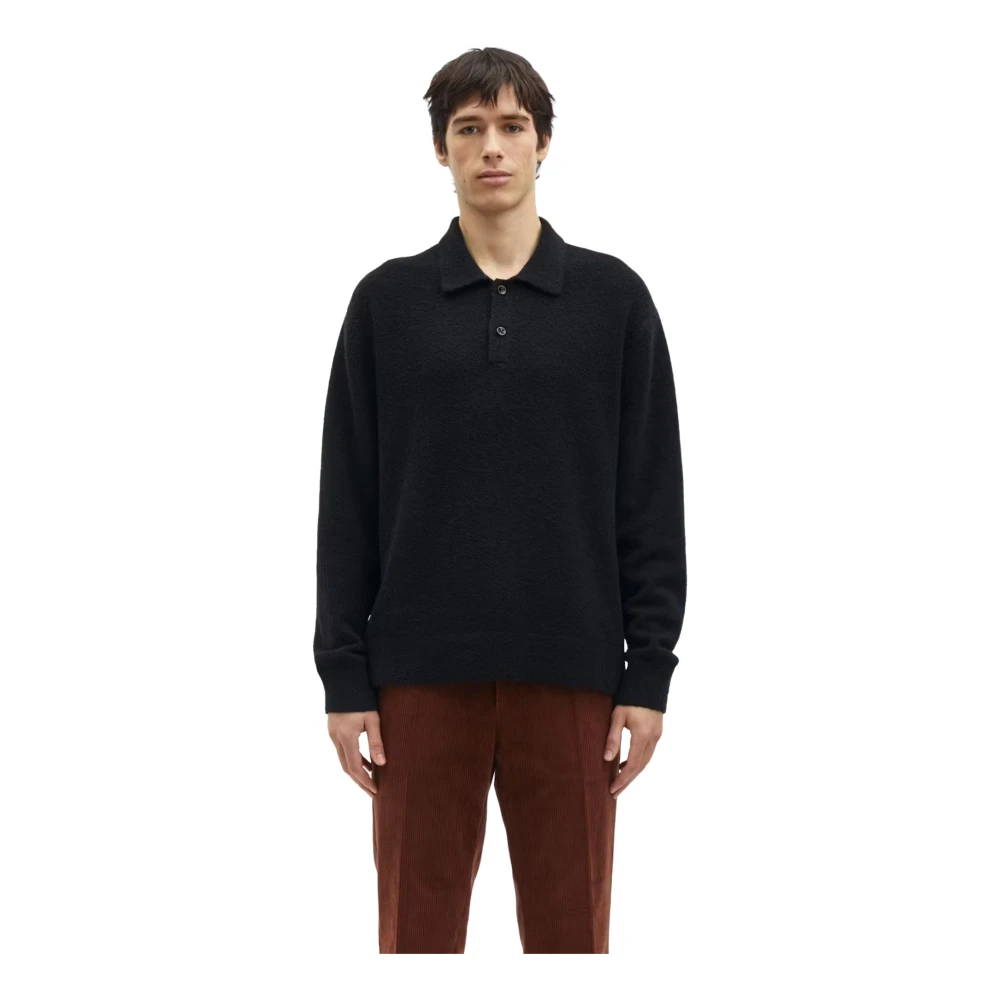 Samsøe Milano Gebreide Polo Sweater Black Heren