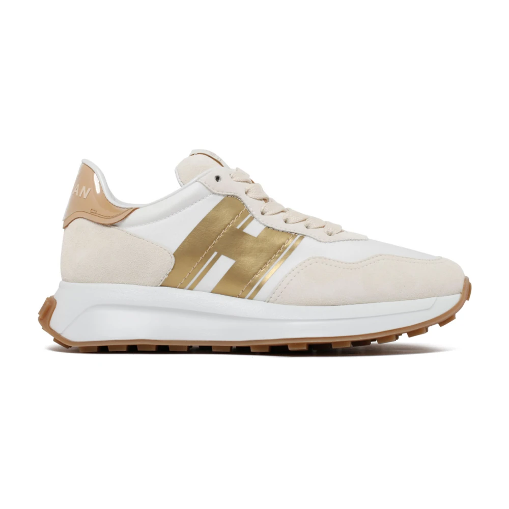 Hogan Low-Top Sneakers met Metallic Detail Dames Schoenen Beige