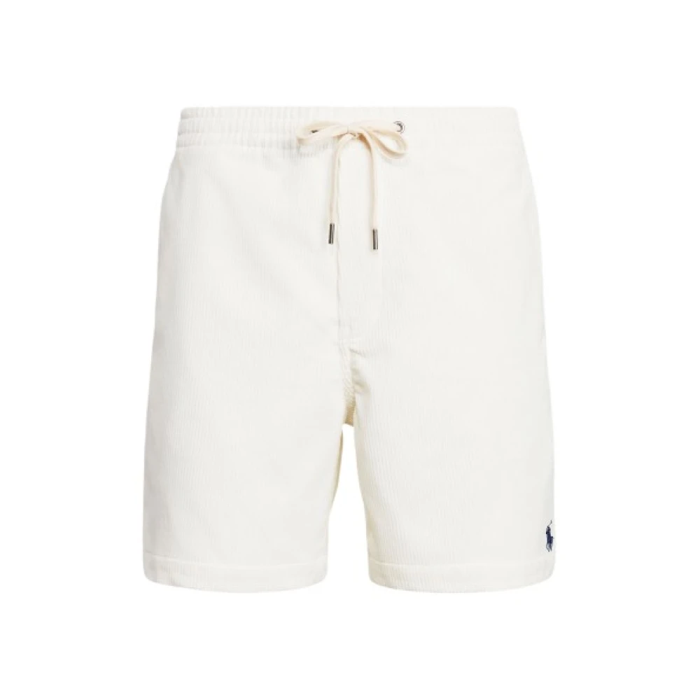 Polo Ralph Lauren Corduroy Shorts met Logo Borduursel White Heren