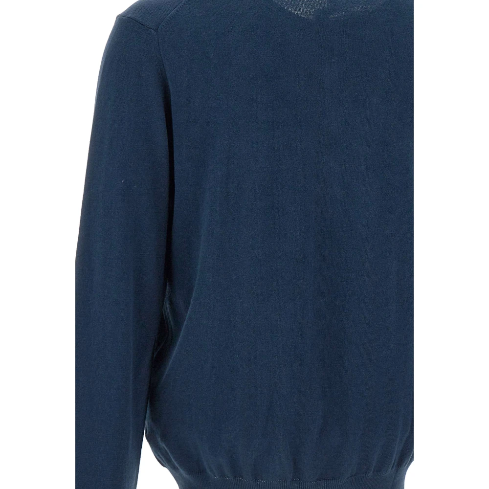 LA MARTINA Blauwe V-hals trui met logoborduursel Blue Heren