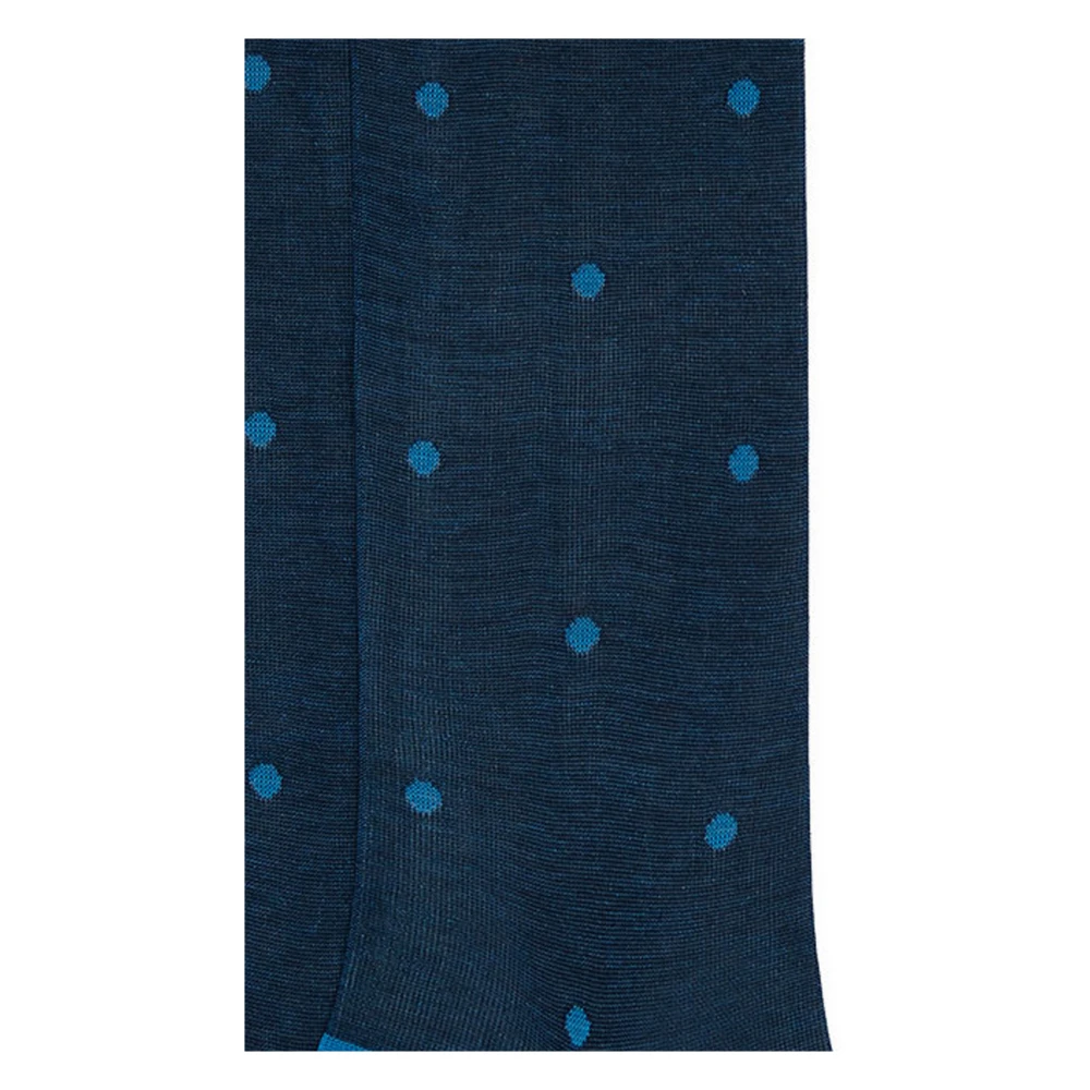 Gallo Lange Katoenen Herensokken met Polkadots op Glanzende Achtergrond Blue Heren
