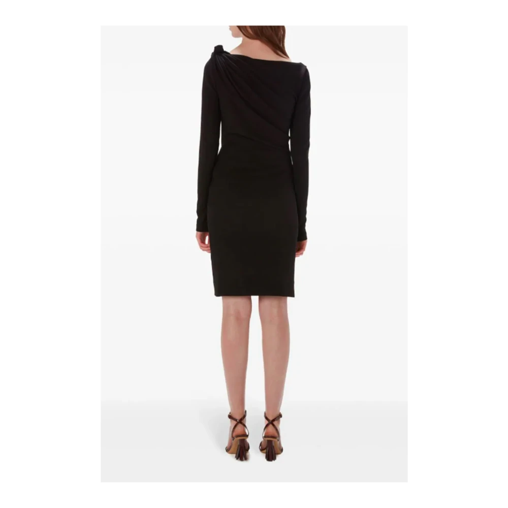 JW Anderson Zwarte Gerimpelde V-Hals Jurk Black Dames