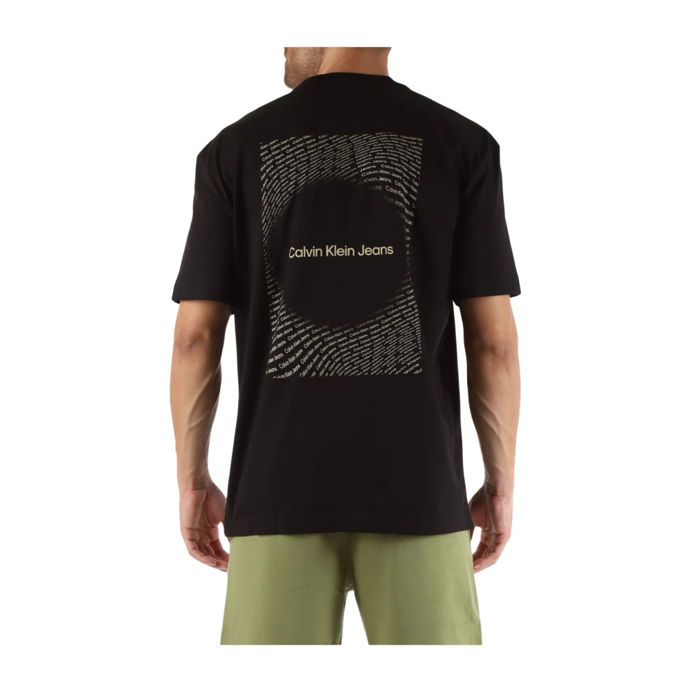 Calvin Klein Jeans Katoenen Logo In reliëf Ronde Hals T-shirt Black Heren