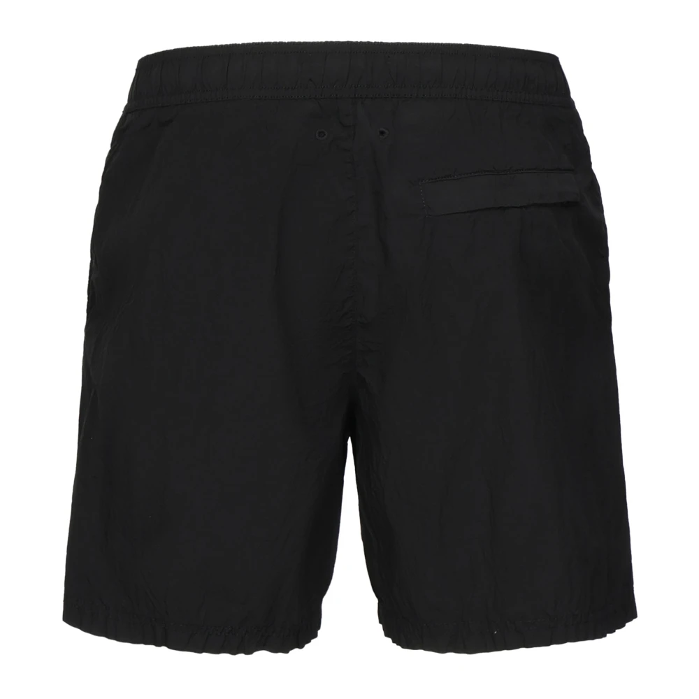 Stone Island Zwarte Strand Bermuda Shorts Elastische Taille Black Heren