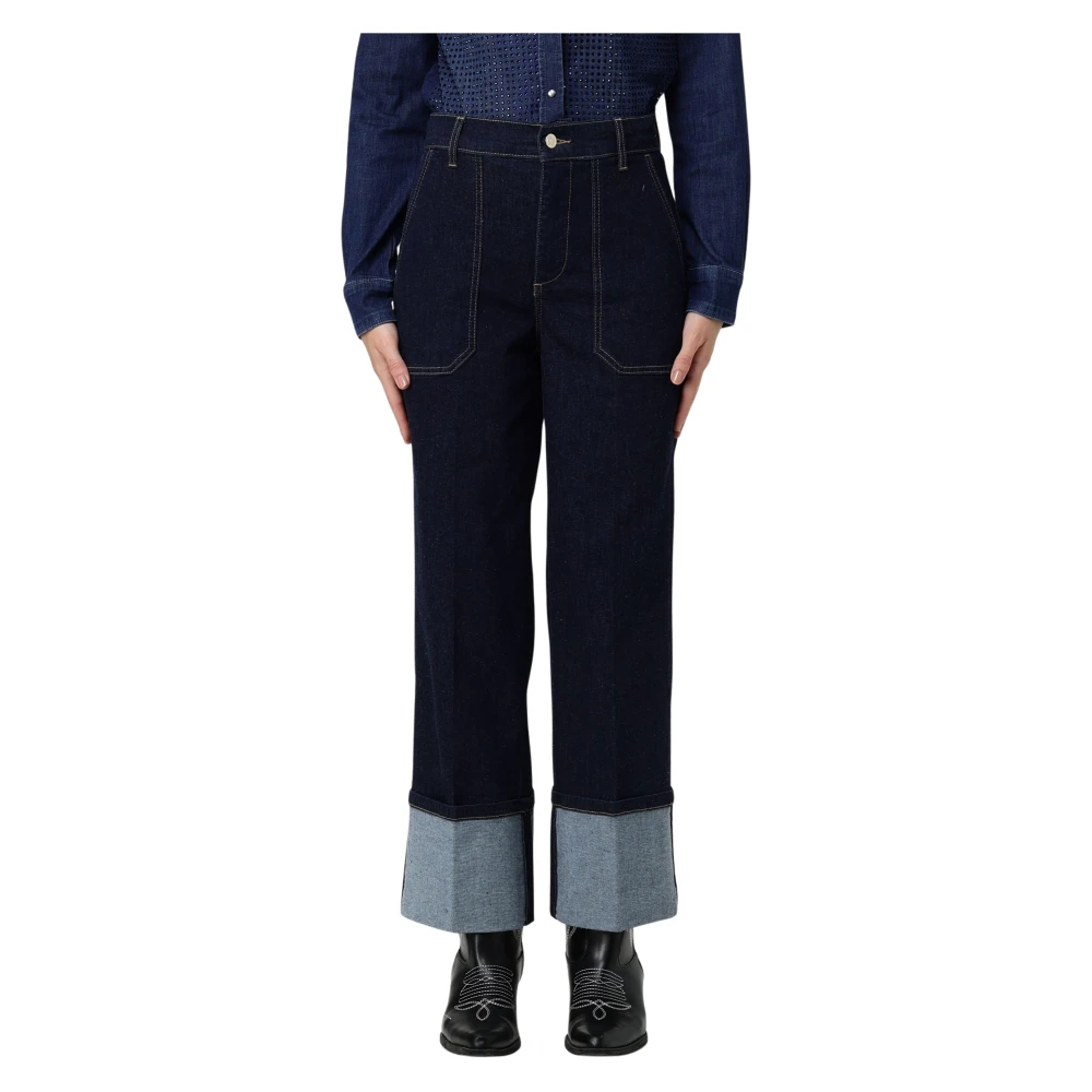 Liu Jo Kvinno Blå Jeans Dam, W29, Bomull, Hög Midja Rakficka Jeans