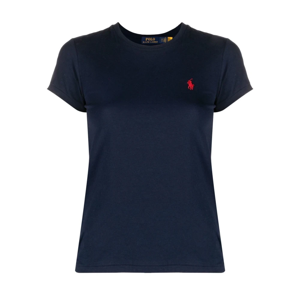 Polo Ralph Lauren Blue Crewneck Tee With Iic Logo Embroidery - Female - T-Shirts - M - Tops