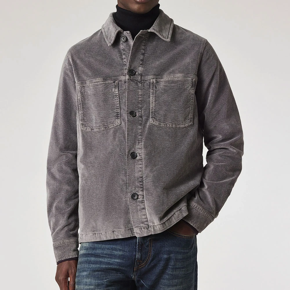 PS By Paul Smith Ribfluwelen overshirt met borstzakken Gray Heren