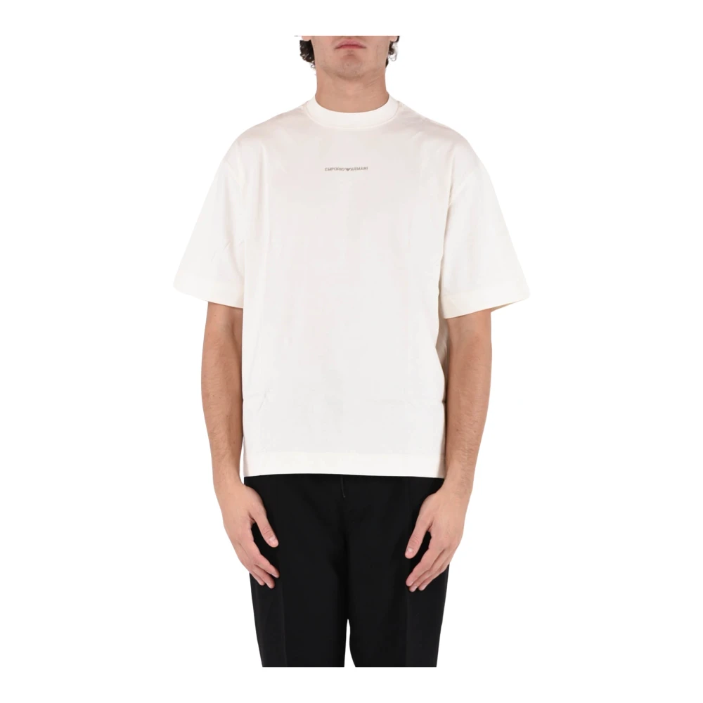 Emporio Armani Katoenen Jersey T-shirt met Logo White Heren