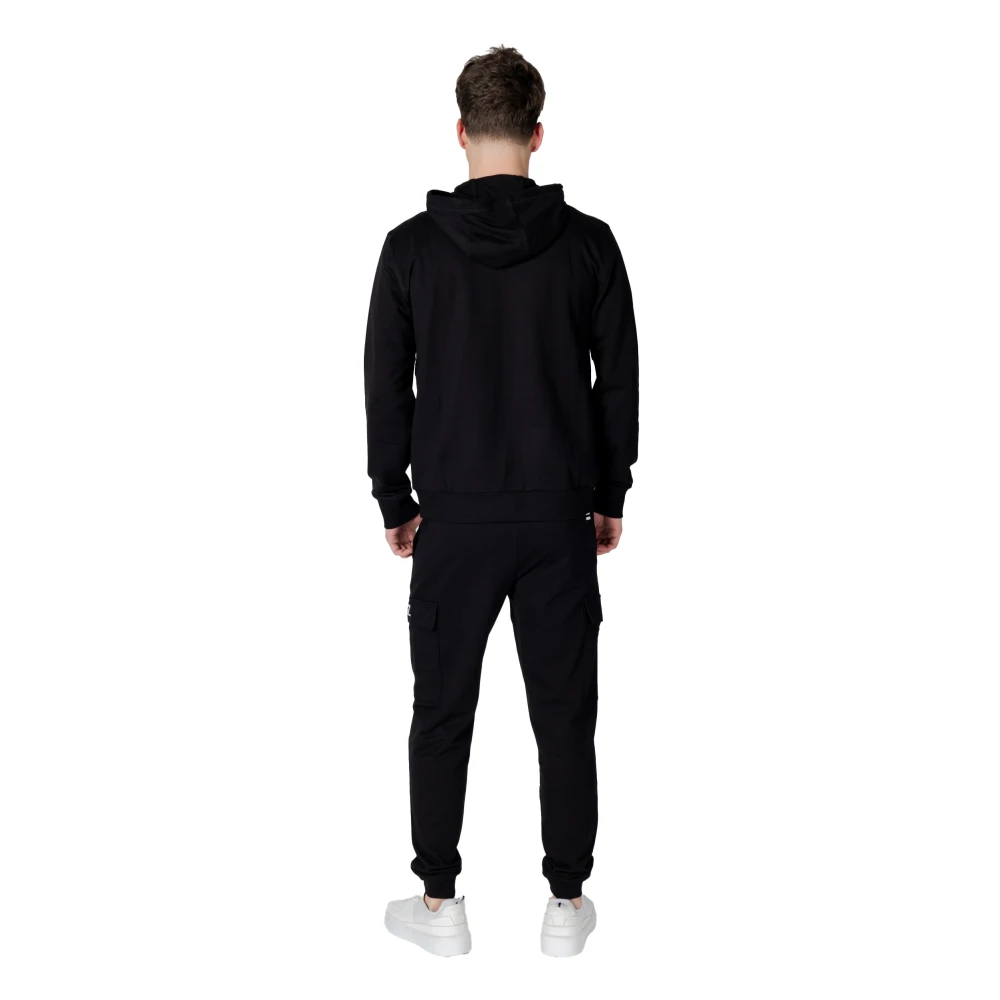 Emporio Armani EA7 Heren Katoenen Capshirt Sweatshirt Lente Zomer Black Heren