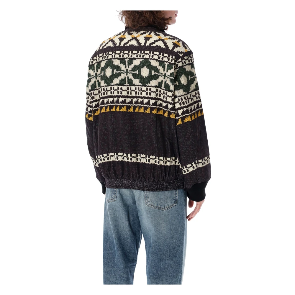 Sacai Gebreid Patroonjack Zwart Groen Multicolor Heren