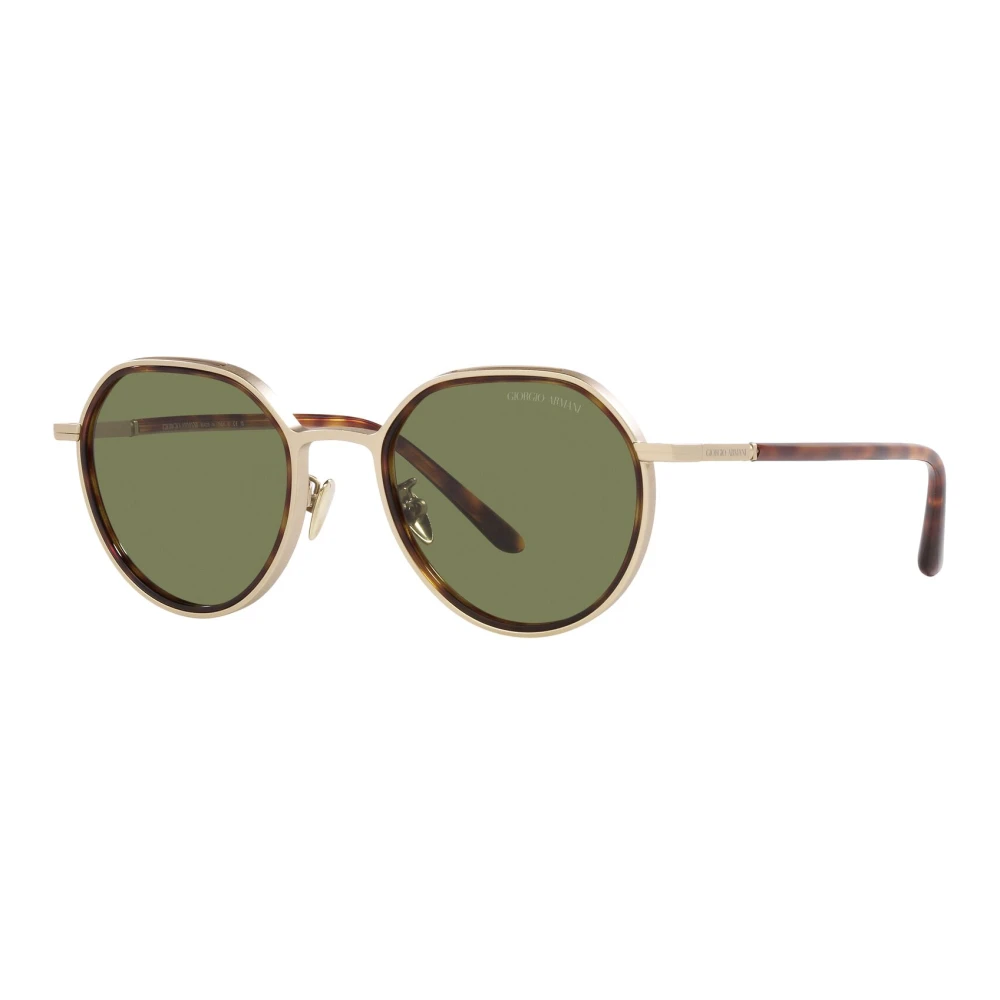 Giorgio Armani Men's Yellow Accessories, Male,, Matte Pale Gold/Green Sunglasses Ar 6144 Medium