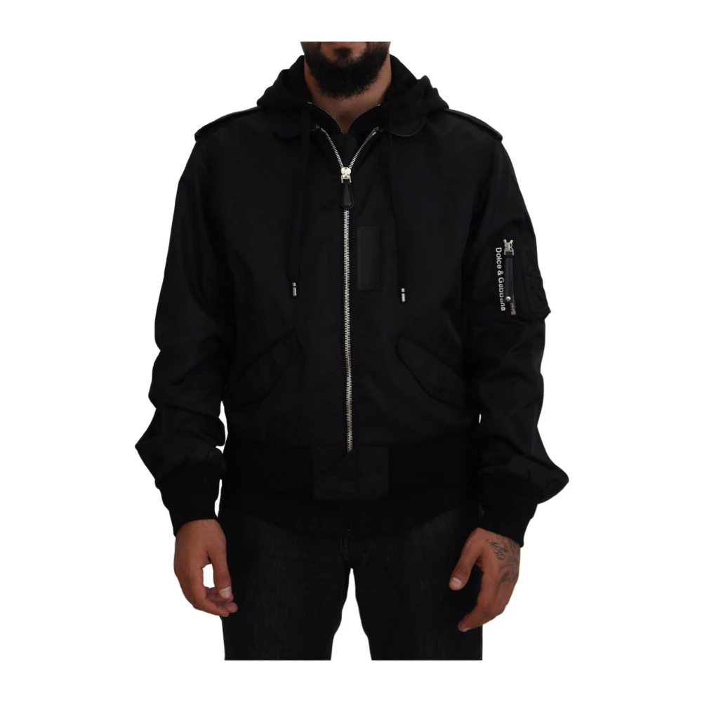 Dolce & Gabbana Men's Black Hooded Zip Jacket