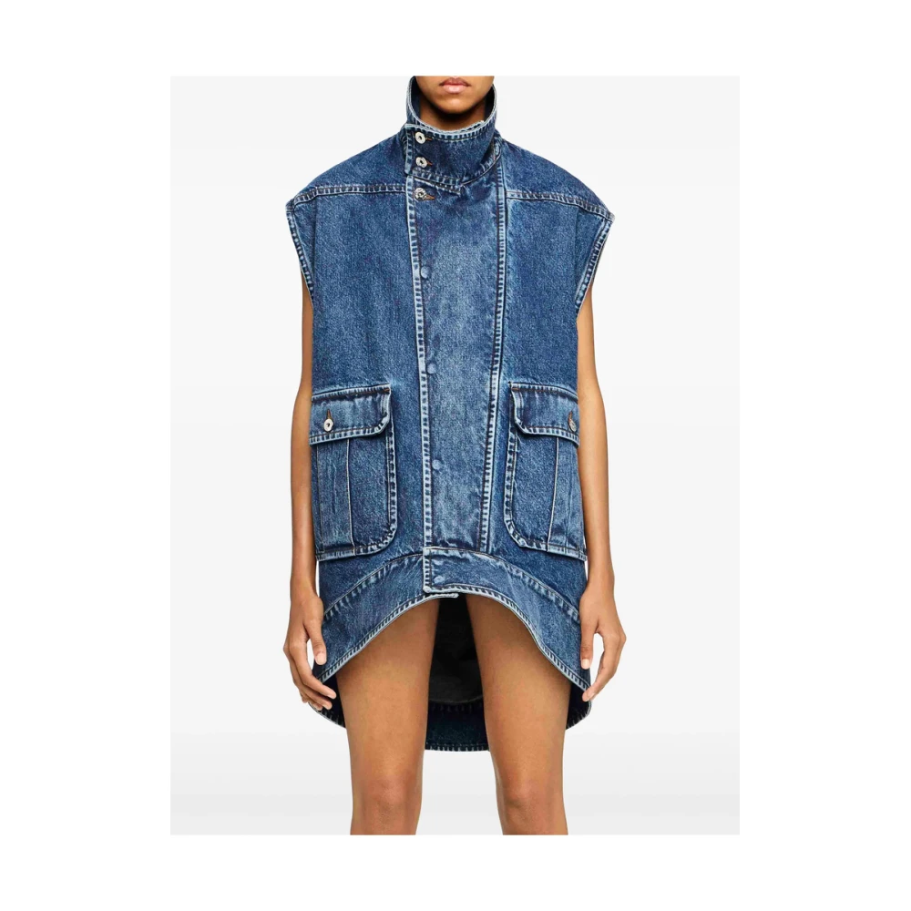 JW Anderson Indigo Denim Hoge Hals Vest Blue Dames