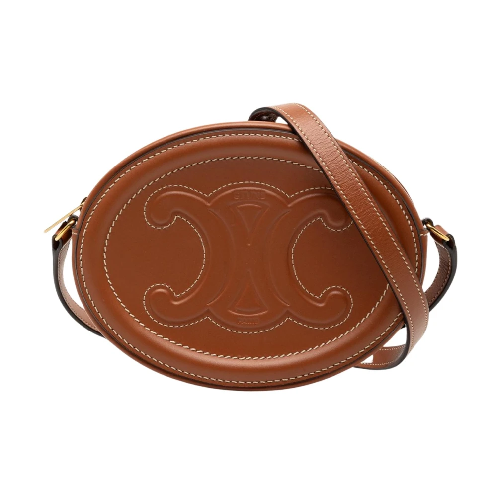 Celine Vintage Women's Brown Vintage Cross Body Bags, One Size, Pre-Owned Oval Leather Shoulder Bag
