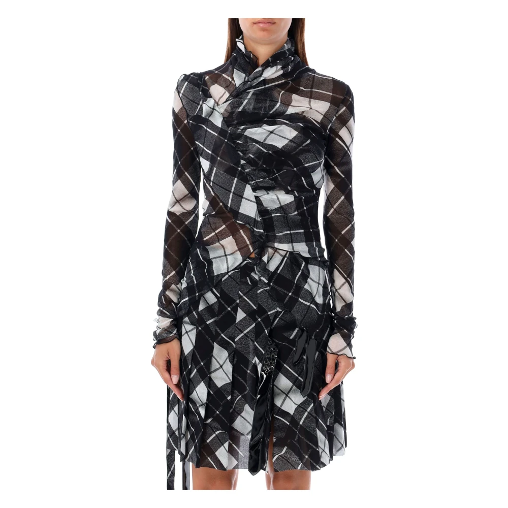 Jean Paul Gaultier Mesh gedrapeerd geruite top Multicolor Dames