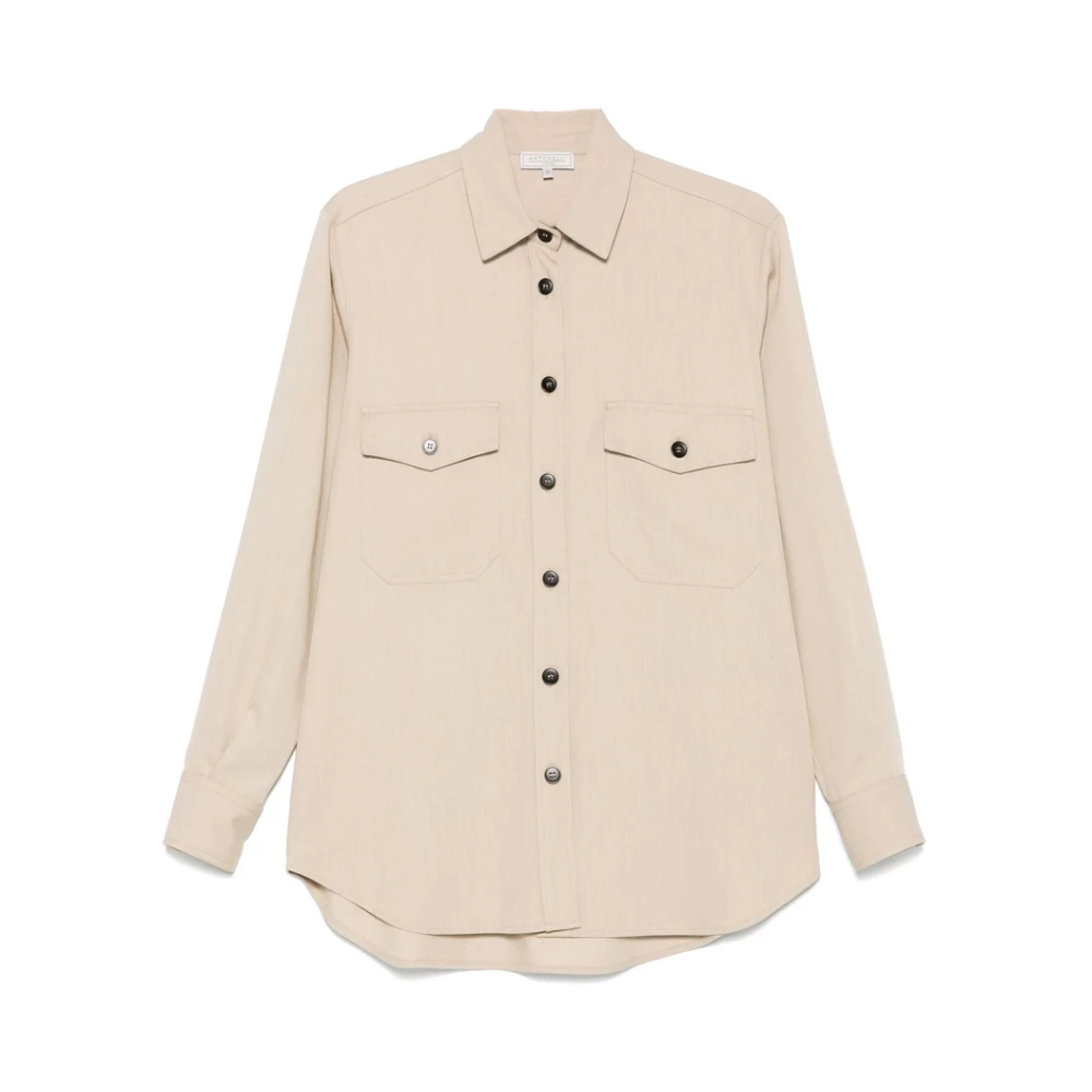 Antonelli Firenze Beige Overhemd met Zakken Beige Dames