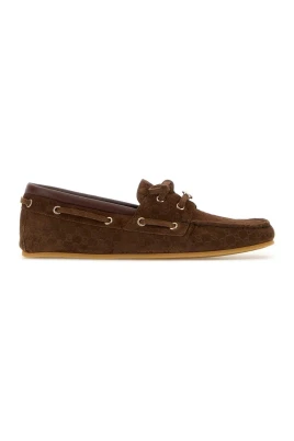 Suede Embossed Logo Boat Shoes