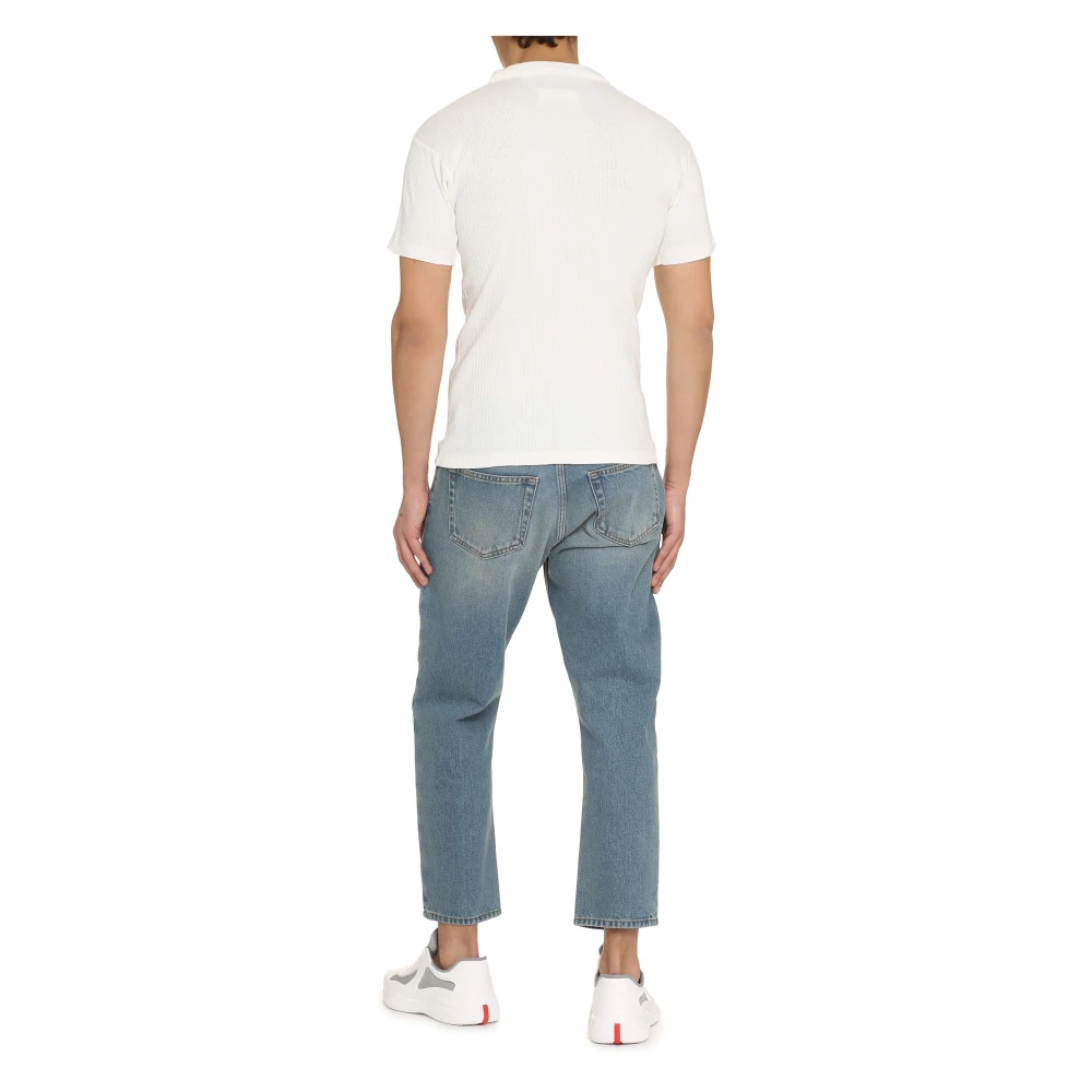 Maison Margiela Geribbelde Katoenen Gebreide T-shirt White Heren