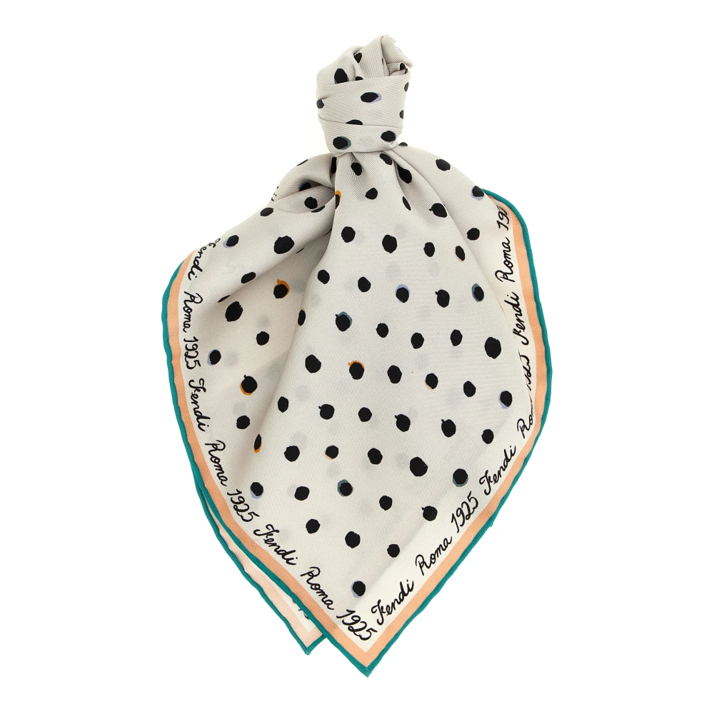Fendi Women's White Silk Scarves, One Size, Falena Dots Silk Scarf