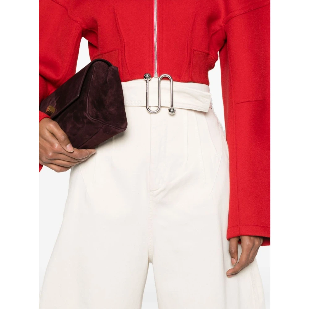 SPORTMAX Beige Jeans met Riemtaille Beige Dames