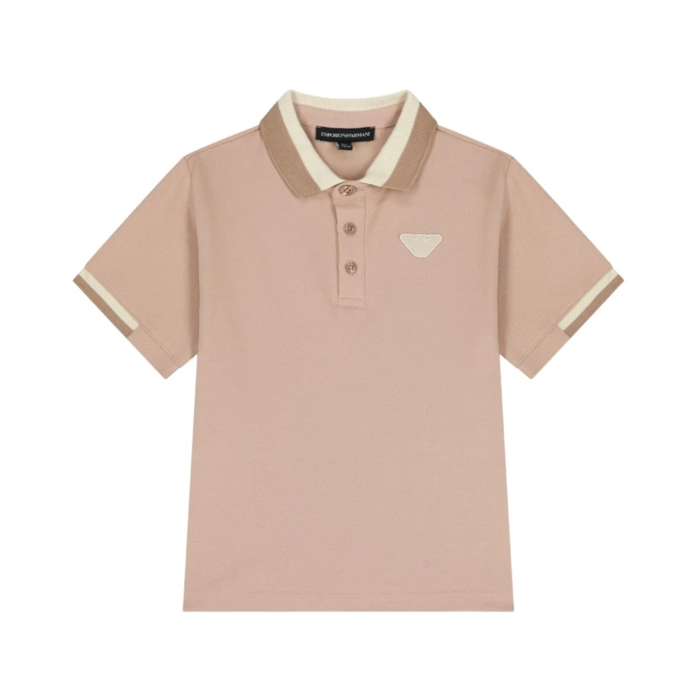 Emporio Armani Boys Beige Kids Short Sleeve T-Shirts, 6 Y, Polo Shirt