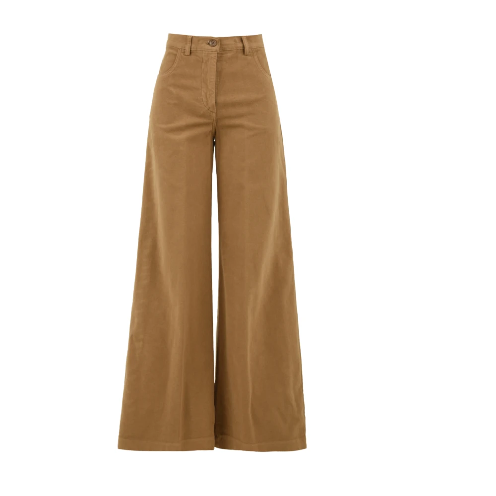 Aspesi Women's Brown Wide Trousers, S, Stylish Trousers