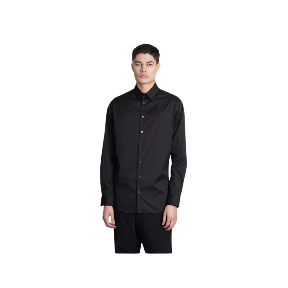 Emporio Armani Frans Kraag Overhemd Black Heren