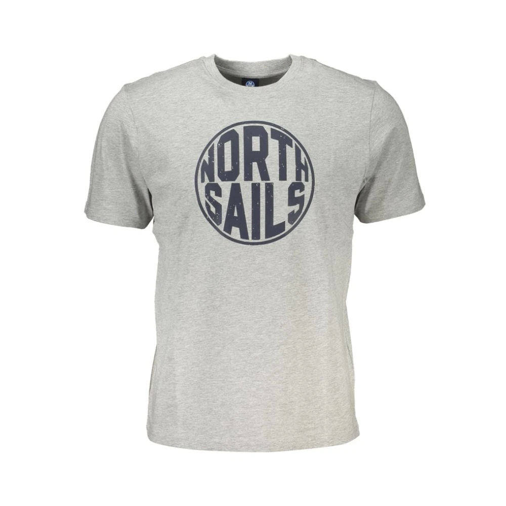 North Sails Herr Grå Toppar L, Bomull, Bomull Logo Print T-Shirt