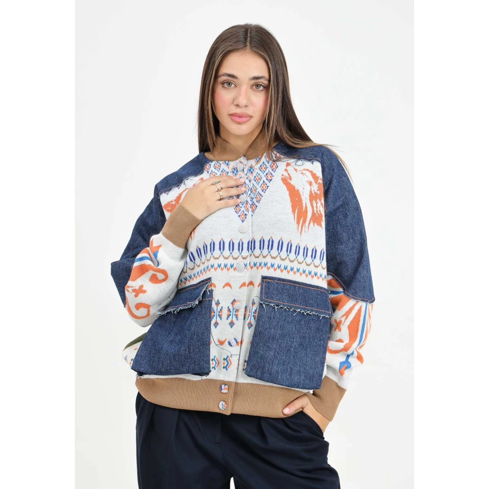 Akep Multicolor Jacquard Bomberjack Multicolor Dames