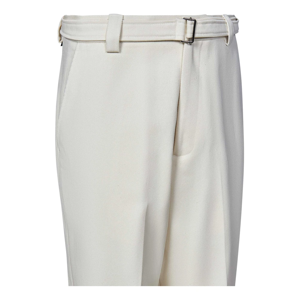 Low Brand Relaxed Fit Ivoor Witte Wol Denim Broek White Heren