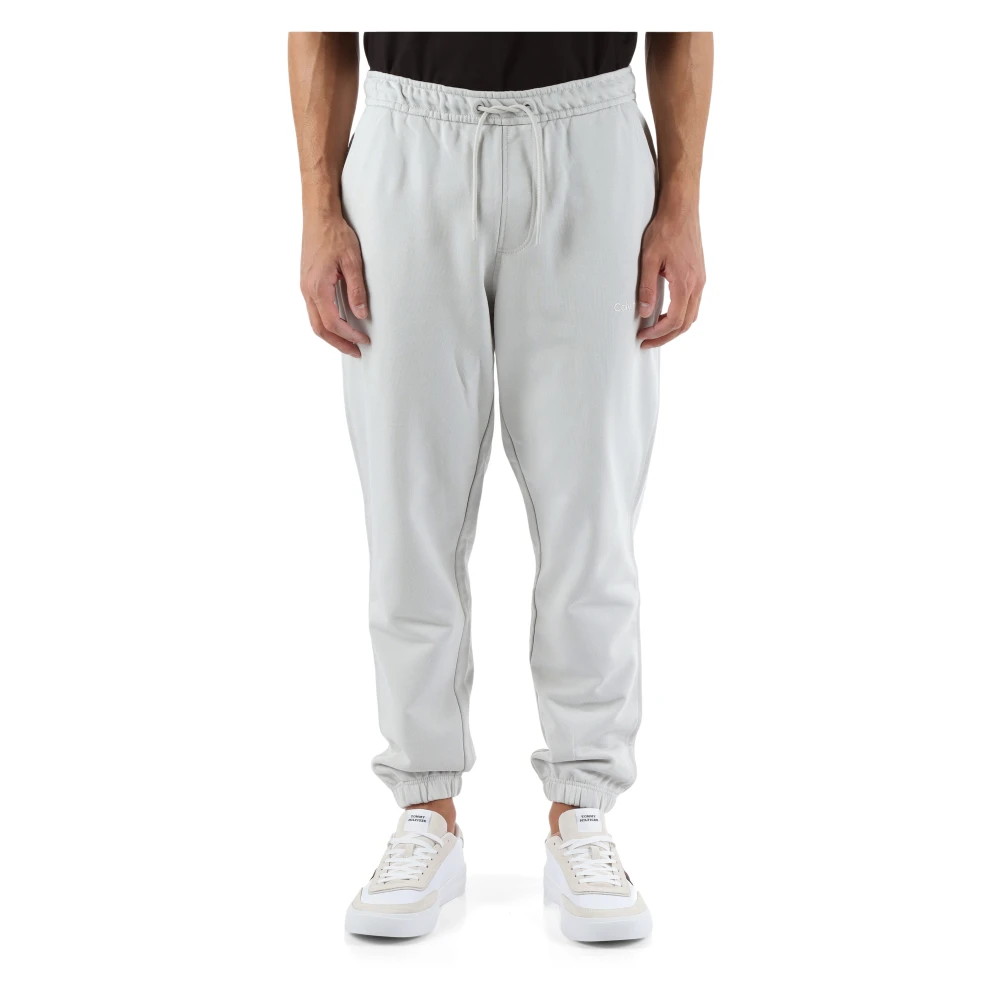 Calvin Klein Jeans Katoenen Logo Sweatpants Elastische Taille Gray Heren
