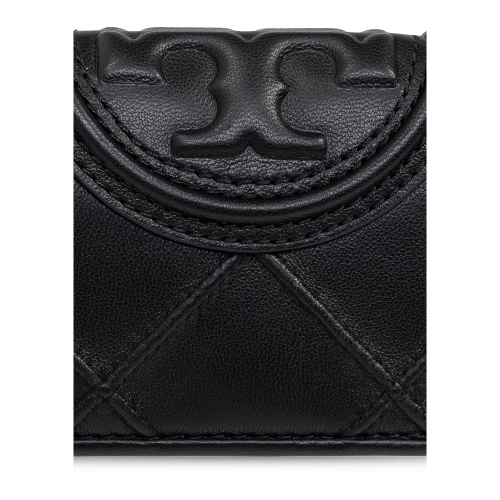 TORY BURCH Leren portemonnee met logo Black Dames
