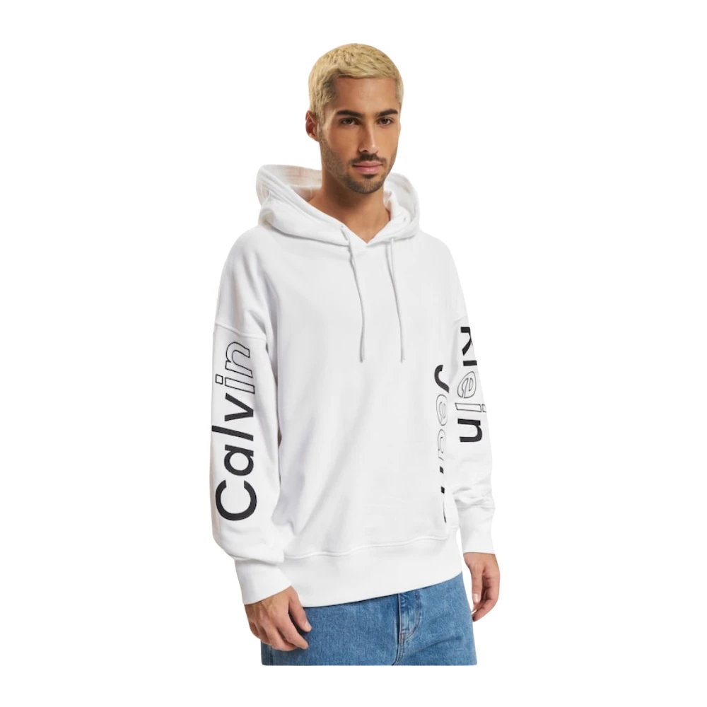 Calvin Klein Geborduurde logo hoodie Relaxte pasvorm White Heren