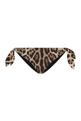 Leopardmönstrade Bikiniunderdelar med Snören