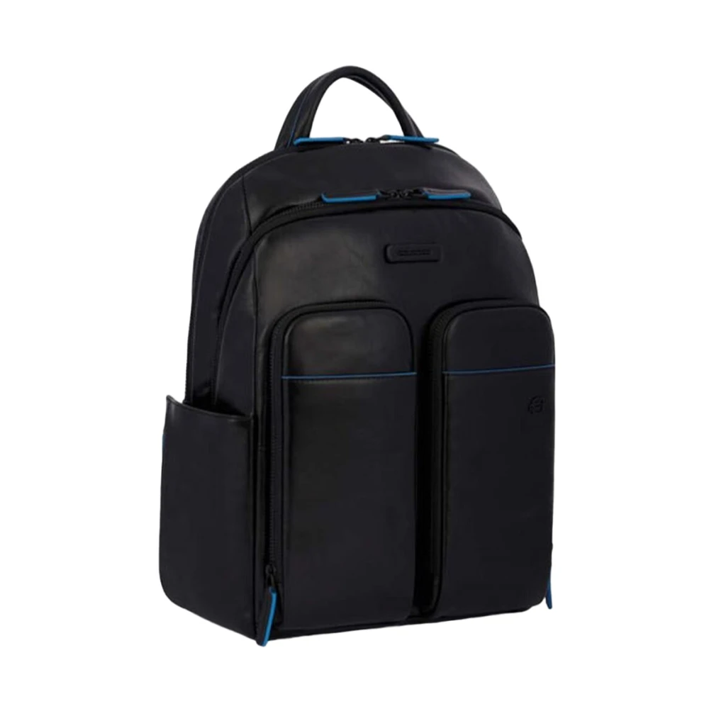 Piquadro Zwarte leren rugzak Black Unisex