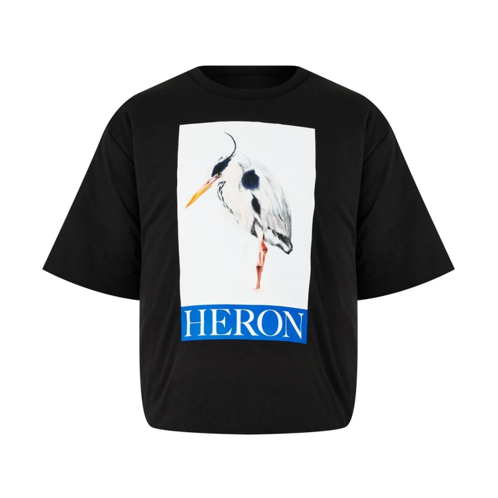 Heron Preston Men's Black Bird Logo Padded T-Shirt Cotton