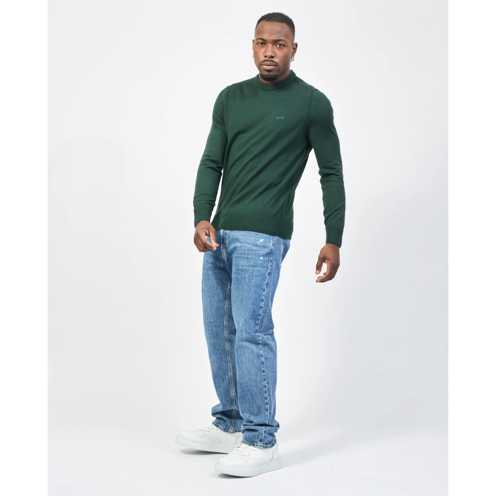Hugo Boss Groene Trui Straight Fit Katoen Green Heren