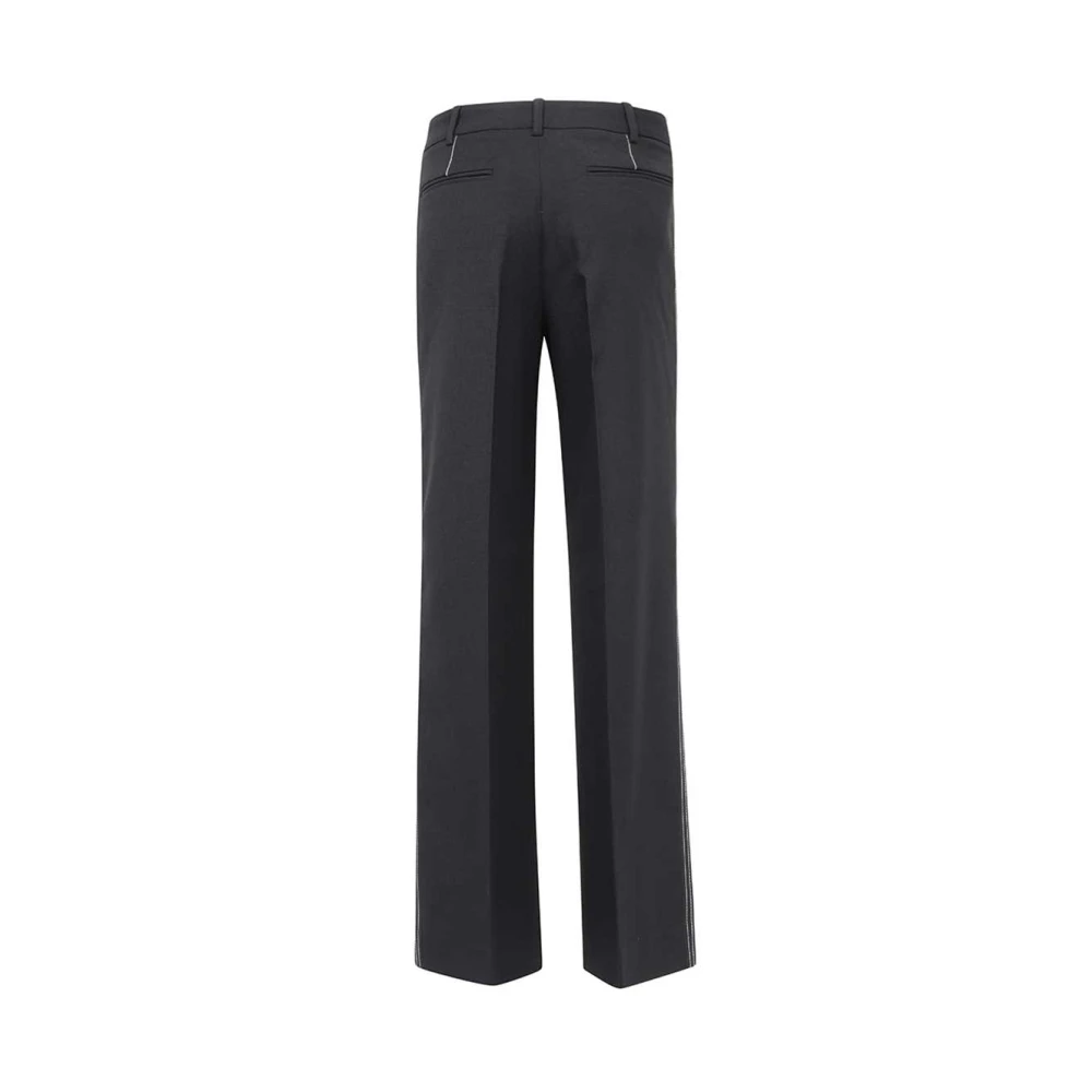 Marine Serre Op maat gemaakte wollen broek met contraststiksels Black Dames