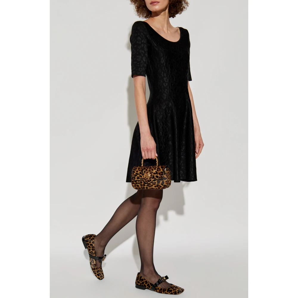 Versace Wijd uitlopende jurk met stippen Black Dames