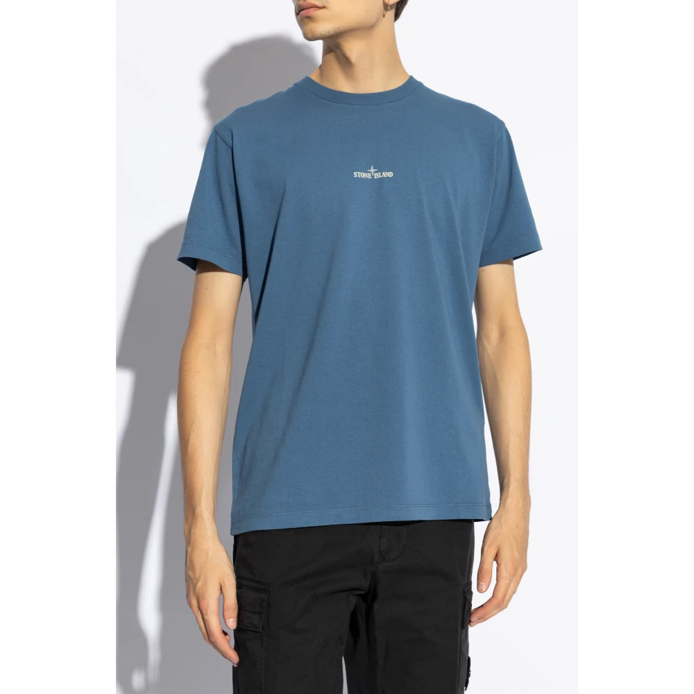 Stone Island T-shirt met logo Blue Heren