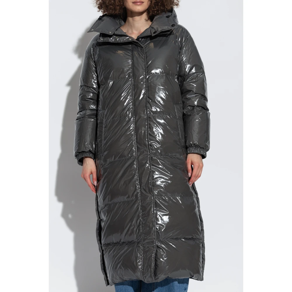 Yves Salomon Lange omkeerbare jas met afneembare capuchon Gray Dames