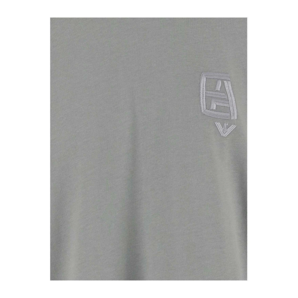 Emporio Armani Katoenen T-shirt met Logo Borduurwerk Gray Heren