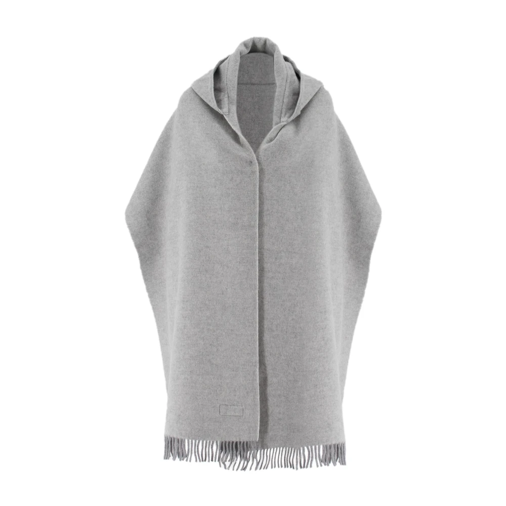BRUNELLO CUCINELLI Zachte Garen Hooded Franje Sjaal Gray Dames