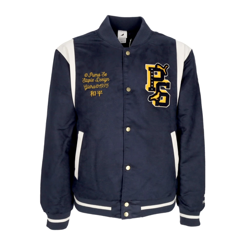 Puma Navy Varsity Jacket Streetwear Mannen Blue Heren