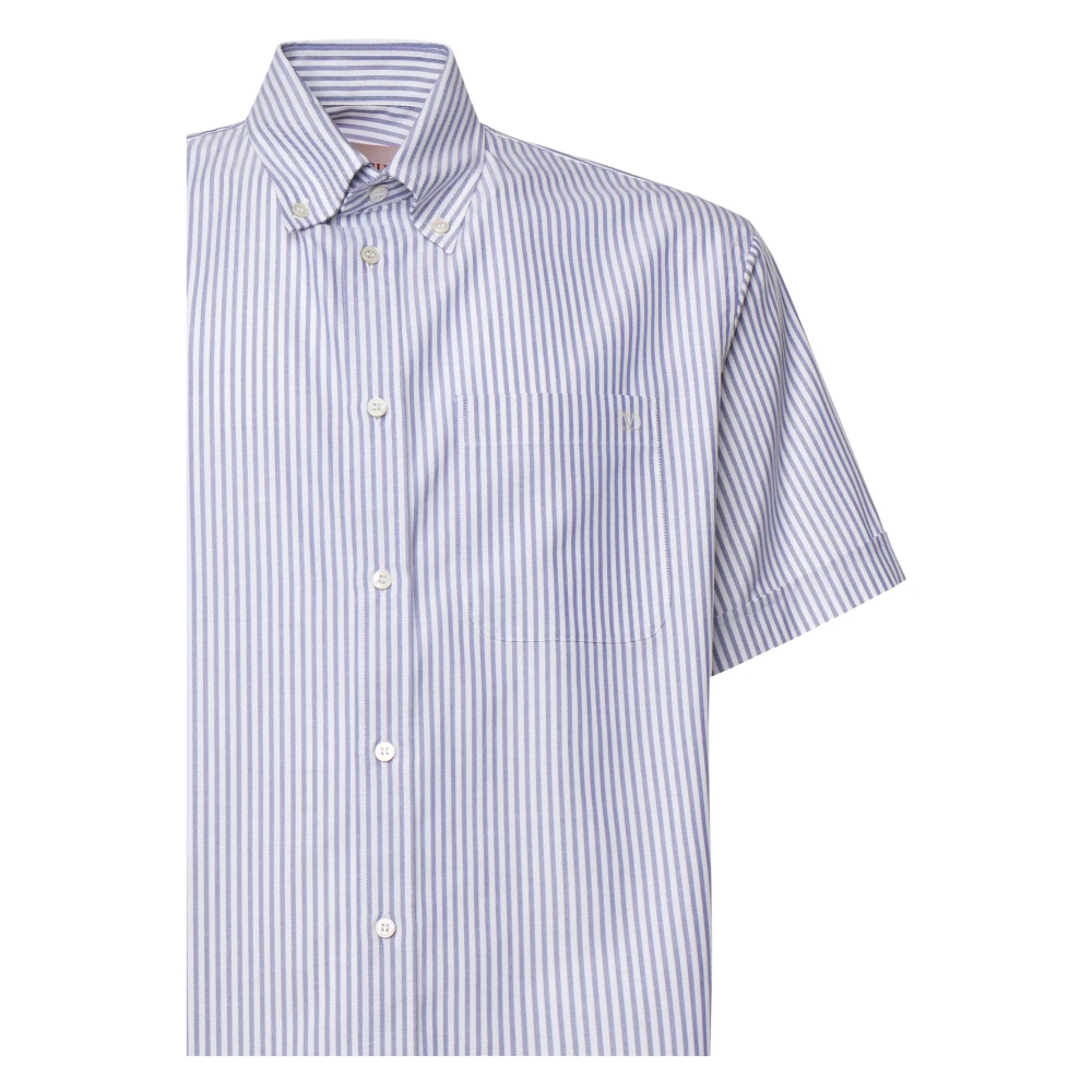 Valentino Garavani Blauw Shirt met VLogo Borduurwerk Blue Heren