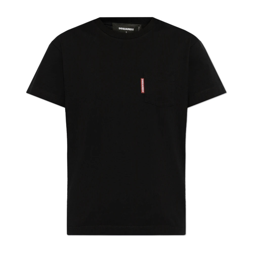 Dsquared2 T-shirt met zak Black Dames