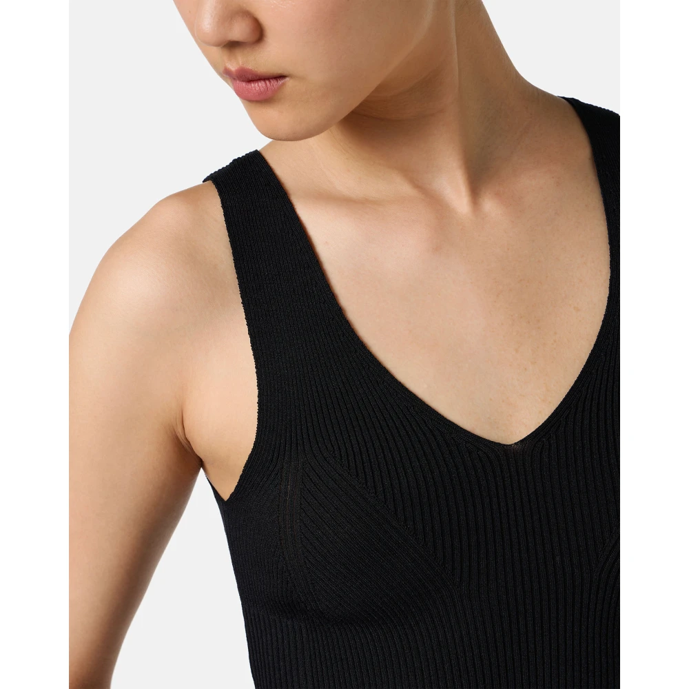 Iceberg Zwarte tanktop met verlaagde ribbels in stretch viscose Black Dames