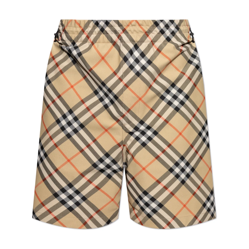 Burberry Men's Beige Check Pattern Shorts